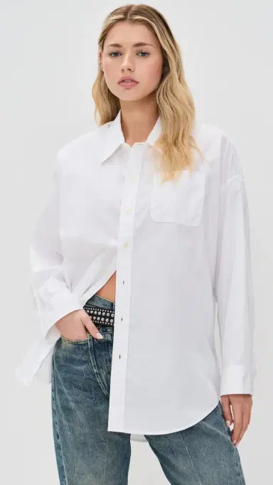 R13 Drop Neck Oxford Shirt White | Thumbnail 2 R13 Drop Neck Oxford Shirt White | Thumbnail 2