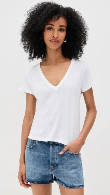 Leset Laura V Neck Tee White | Thumbnail 2 Leset Laura V Neck Tee White | Thumbnail 2