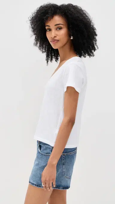 Leset Laura V Neck Tee White | Thumbnail 4 Leset Laura V Neck Tee White | Thumbnail 4