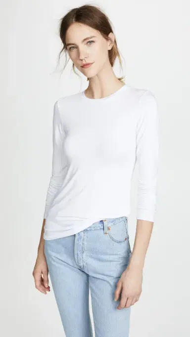 L'AGENCE Crew Neck Tess Shirt White | Thumbnail 2 L'AGENCE Crew Neck Tess Shirt White | Thumbnail 2