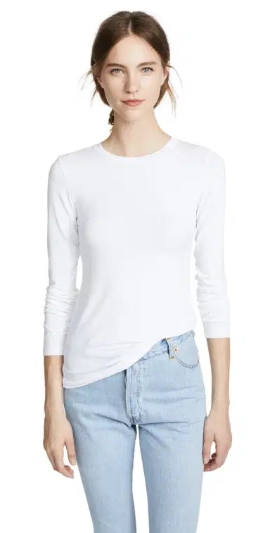 L'AGENCE Crew Neck Tess Shirt White | Thumbnail 1 L'AGENCE Crew Neck Tess Shirt White | Thumbnail 1