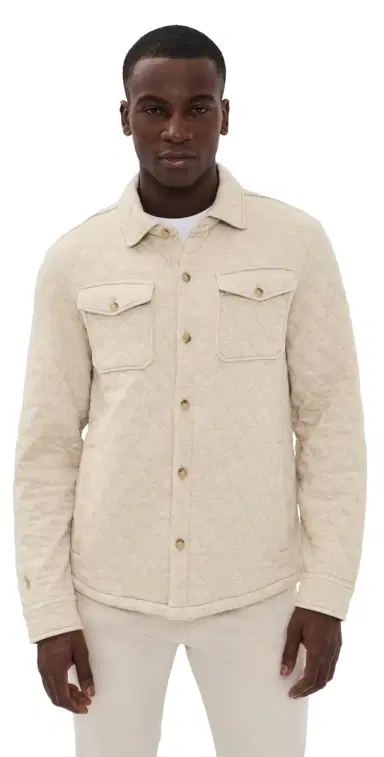 Polo Ralph Lauren Quilted Double Knit Jersey Shirt Jacket Expedition Dune Heather | Thumbnail 1 Polo Ralph Lauren Quilted Double Knit Jersey Shirt Jacket Expedition Dune Heather | Thumbnail 1