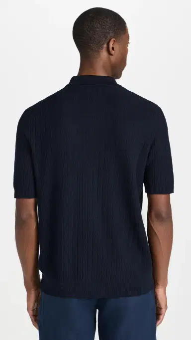 NN07 Nolan Knit Button Down Shirt Navy Blue | Thumbnail 3 NN07 Nolan Knit Button Down Shirt Navy Blue | Thumbnail 3
