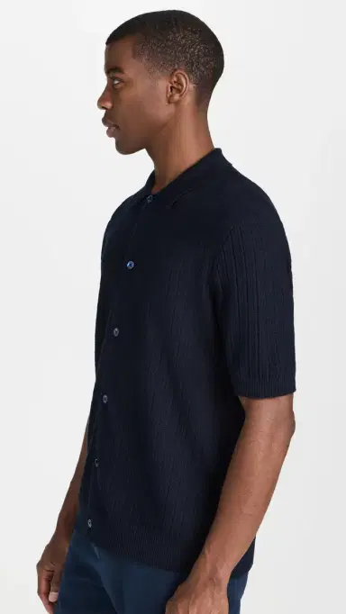 NN07 Nolan Knit Button Down Shirt Navy Blue | Thumbnail 4 NN07 Nolan Knit Button Down Shirt Navy Blue | Thumbnail 4