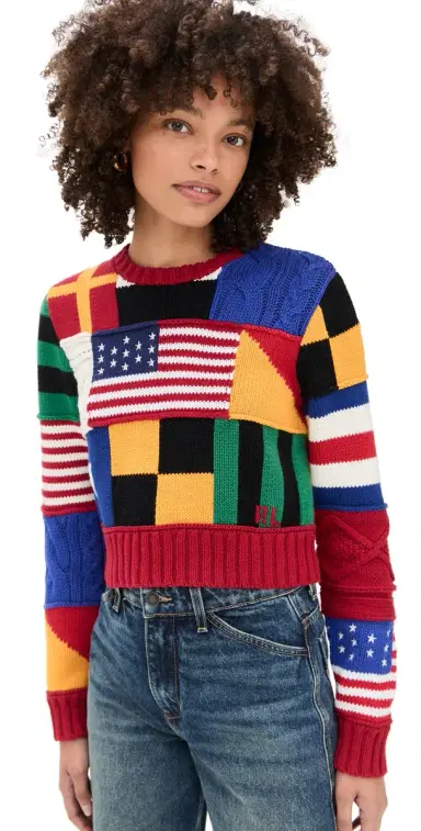 Polo Ralph Lauren Cotton Flag Pullover Sweater Red Multi | Thumbnail 1 Polo Ralph Lauren Cotton Flag Pullover Sweater Red Multi | Thumbnail 1