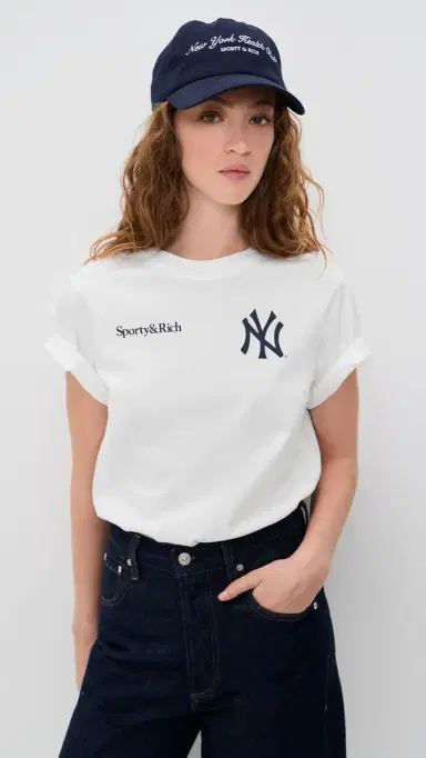 Sporty & Rich Yankees Curve T-Shirt White | Thumbnail 2 Sporty & Rich Yankees Curve T-Shirt White | Thumbnail 2
