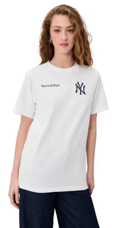 Sporty & Rich Yankees Curve T-Shirt White | Thumbnail 1 Sporty & Rich Yankees Curve T-Shirt White | Thumbnail 1