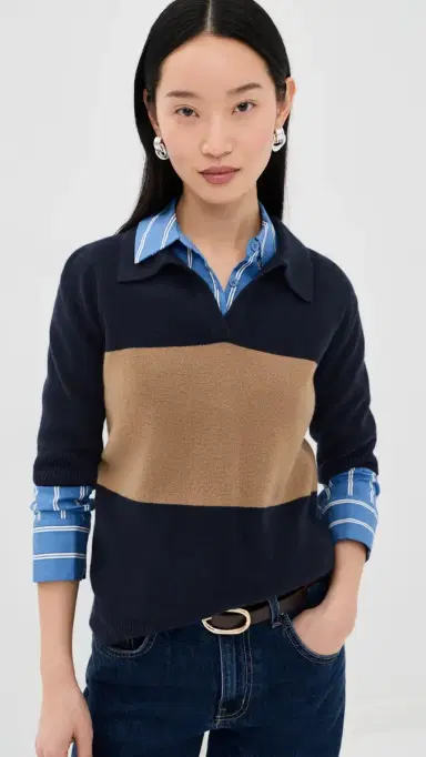 TWP Slightly Oversized Cashmere Polo Blueberry/Ermine | Thumbnail 2 TWP Slightly Oversized Cashmere Polo Blueberry/Ermine | Thumbnail 2