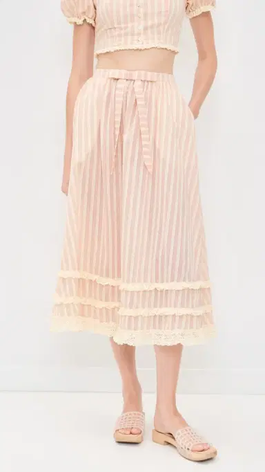 For Love & Lemons Naomi Midi Skirt Red | Thumbnail 2 For Love & Lemons Naomi Midi Skirt Red | Thumbnail 2