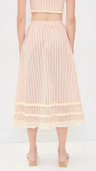 For Love & Lemons Naomi Midi Skirt Red | Thumbnail 3 For Love & Lemons Naomi Midi Skirt Red | Thumbnail 3