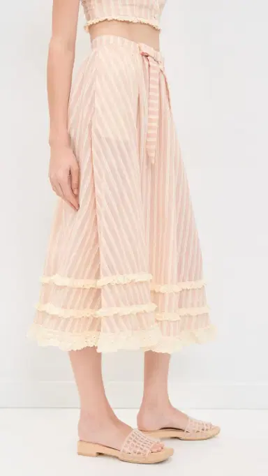 For Love & Lemons Naomi Midi Skirt Red | Thumbnail 4 For Love & Lemons Naomi Midi Skirt Red | Thumbnail 4