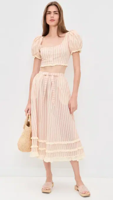 For Love & Lemons Naomi Midi Skirt Red | Thumbnail 5 For Love & Lemons Naomi Midi Skirt Red | Thumbnail 5