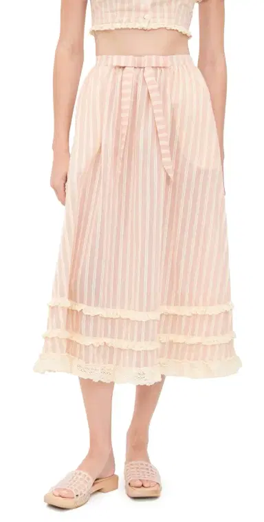 For Love & Lemons Naomi Midi Skirt Red | Thumbnail 1 For Love & Lemons Naomi Midi Skirt Red | Thumbnail 1