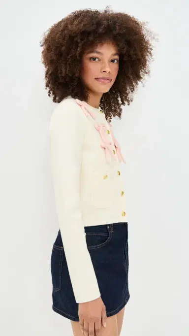 English Factory Bow Cardigan Cream/Pink | Thumbnail 4 English Factory Bow Cardigan Cream/Pink | Thumbnail 4