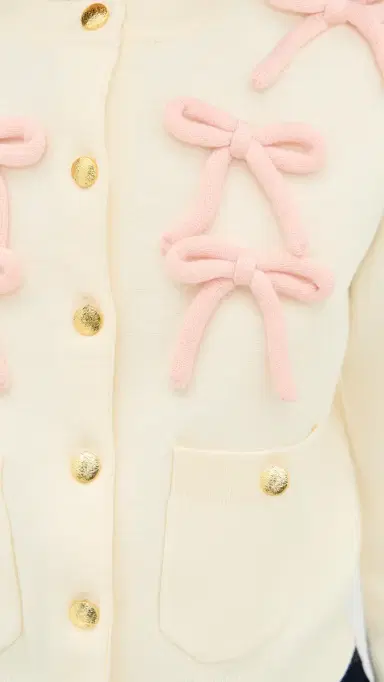 English Factory Bow Cardigan Cream/Pink | Thumbnail 6 English Factory Bow Cardigan Cream/Pink | Thumbnail 6