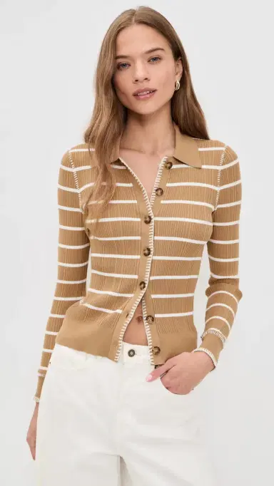 rag & bone Harper tripe Cardigan Camel | Thumbnail 2 rag & bone Harper tripe Cardigan Camel | Thumbnail 2