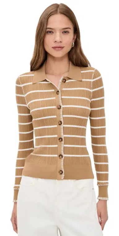 rag & bone Harper tripe Cardigan Camel | Thumbnail 1 rag & bone Harper tripe Cardigan Camel | Thumbnail 1