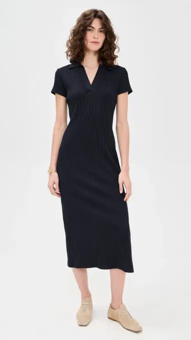 Vince Rib Short Sleeve Polo Dress Coastal | Thumbnail 2 Vince Rib Short Sleeve Polo Dress Coastal | Thumbnail 2