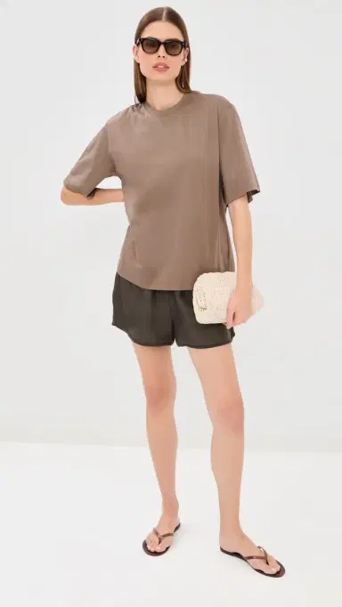 Róhe Taped Silk Shorts Earth | Thumbnail 5 Róhe Taped Silk Shorts Earth | Thumbnail 5