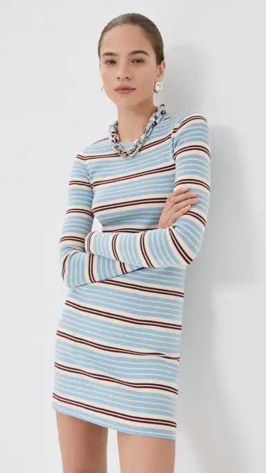rabanne Robe Baby Blue/Bordeaux/Ecru | Thumbnail 2 rabanne Robe Baby Blue/Bordeaux/Ecru | Thumbnail 2