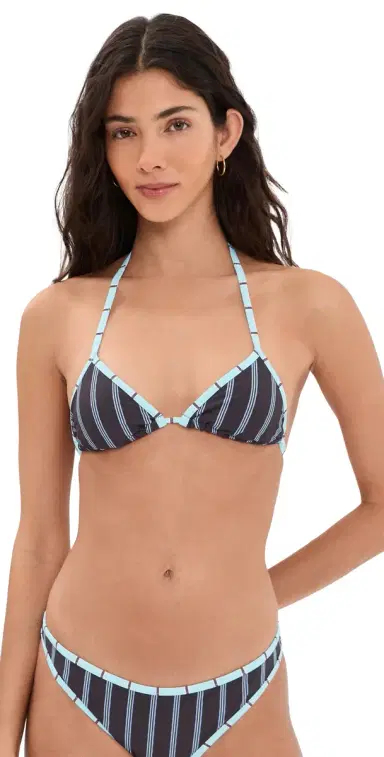 Staud Lido Halter Triangle Bikini Top Redondo Stripe | Thumbnail 1 Staud Lido Halter Triangle Bikini Top Redondo Stripe | Thumbnail 1
