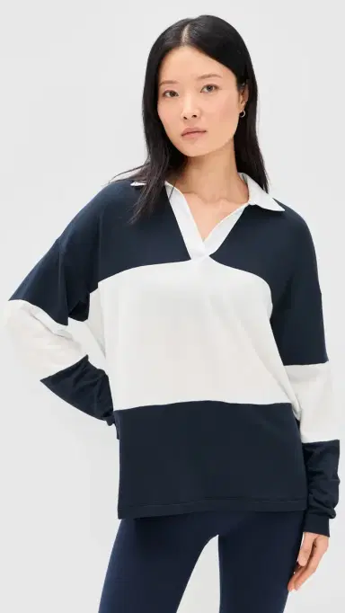 Splits59 Katie Fleece Rugby Polo Indigo/White | Thumbnail 2 Splits59 Katie Fleece Rugby Polo Indigo/White | Thumbnail 2