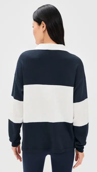 Splits59 Katie Fleece Rugby Polo Indigo/White | Thumbnail 3 Splits59 Katie Fleece Rugby Polo Indigo/White | Thumbnail 3