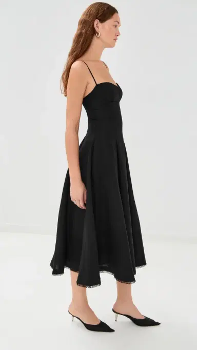 SIMKHAI Analise Sleeveless Bustier Midi Dress Black | Thumbnail 4 SIMKHAI Analise Sleeveless Bustier Midi Dress Black | Thumbnail 4