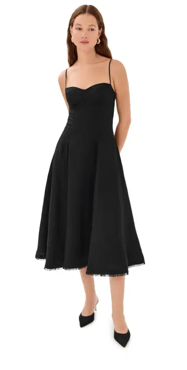 SIMKHAI Analise Sleeveless Bustier Midi Dress Black | Thumbnail 1 SIMKHAI Analise Sleeveless Bustier Midi Dress Black | Thumbnail 1