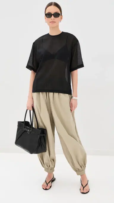 Tibi Sheer Wool Gauze Easy Tee Black | Thumbnail 5 Tibi Sheer Wool Gauze Easy Tee Black | Thumbnail 5
