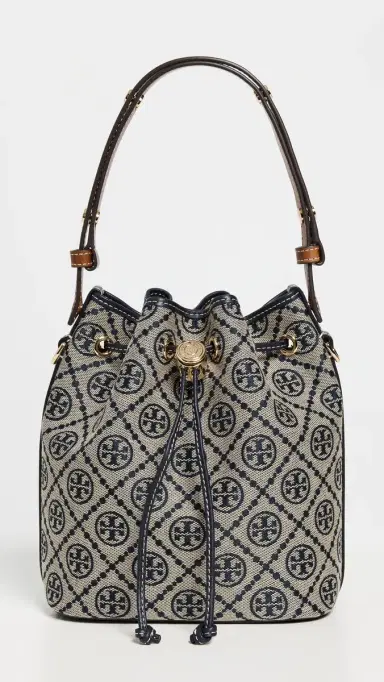 Tory Burch T Monogram Bucket Bag Tory Navy One Size | Thumbnail 2 Tory Burch T Monogram Bucket Bag Tory Navy One Size | Thumbnail 2