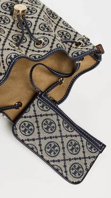 Tory Burch T Monogram Bucket Bag Tory Navy One Size | Thumbnail 6 Tory Burch T Monogram Bucket Bag Tory Navy One Size | Thumbnail 6
