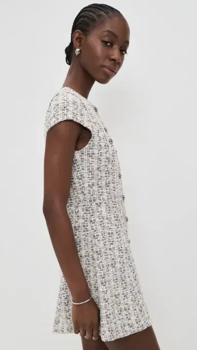 ALICE + OLIVIA Shiloh Button Front Mini Dress Black/Off White | Thumbnail 4 ALICE + OLIVIA Shiloh Button Front Mini Dress Black/Off White | Thumbnail 4