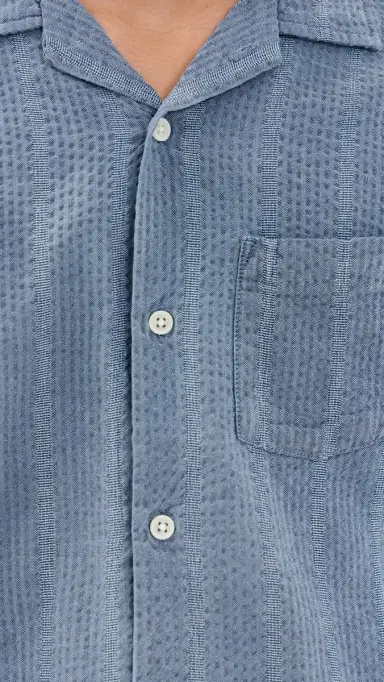 Corridor triped eersucker Short Sleeve Shirt Indigo | Thumbnail 6 Corridor triped eersucker Short Sleeve Shirt Indigo | Thumbnail 6