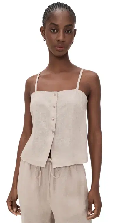 FRAME The Linen Button Cami Flax | Thumbnail 1 FRAME The Linen Button Cami Flax | Thumbnail 1