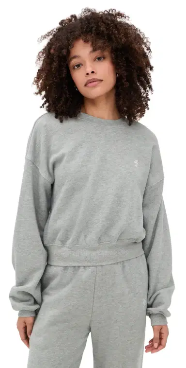 Éterne Cropped Crewneck Sweatshirt Heather Grey | Thumbnail 1 Éterne Cropped Crewneck Sweatshirt Heather Grey | Thumbnail 1