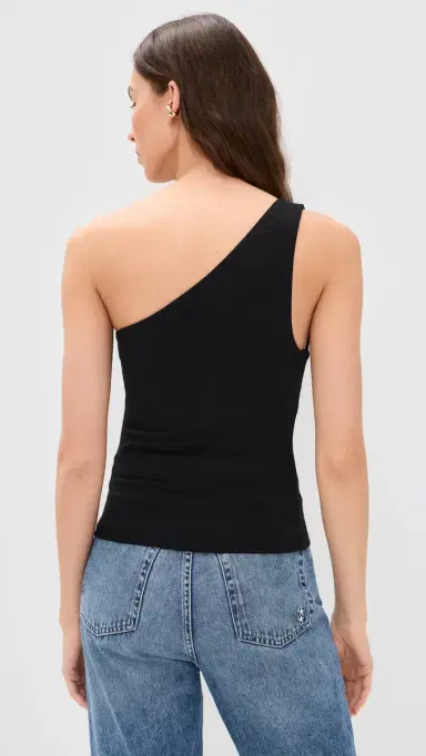 Good American Super Stretch One Shoulder Tank Black001 | Thumbnail 3 Good American Super Stretch One Shoulder Tank Black001 | Thumbnail 3
