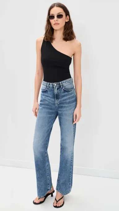 Good American Super Stretch One Shoulder Tank Black001 | Thumbnail 5 Good American Super Stretch One Shoulder Tank Black001 | Thumbnail 5