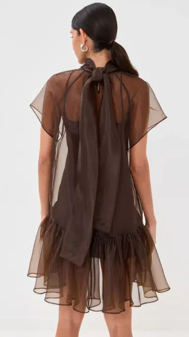 SIMKHAI Beaux Tiered Mini Dress Chocolate | Thumbnail 3 SIMKHAI Beaux Tiered Mini Dress Chocolate | Thumbnail 3