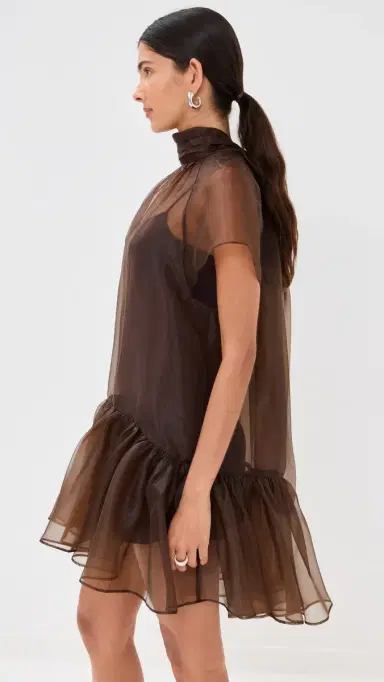 SIMKHAI Beaux Tiered Mini Dress Chocolate | Thumbnail 4 SIMKHAI Beaux Tiered Mini Dress Chocolate | Thumbnail 4