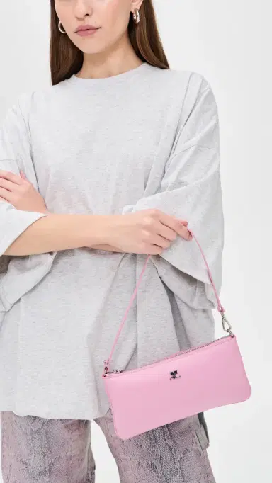Courrèges Zipped Leather Pouch Candy Pink One Size | Thumbnail 3 Courrèges Zipped Leather Pouch Candy Pink One Size | Thumbnail 3