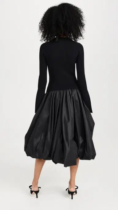 SIMKHAI Kenlie ock Neck Midi Dress Black | Thumbnail 3 SIMKHAI Kenlie ock Neck Midi Dress Black | Thumbnail 3