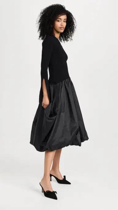 SIMKHAI Kenlie ock Neck Midi Dress Black | Thumbnail 4 SIMKHAI Kenlie ock Neck Midi Dress Black | Thumbnail 4