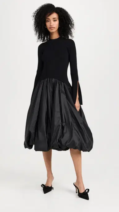 SIMKHAI Kenlie ock Neck Midi Dress Black | Thumbnail 5 SIMKHAI Kenlie ock Neck Midi Dress Black | Thumbnail 5