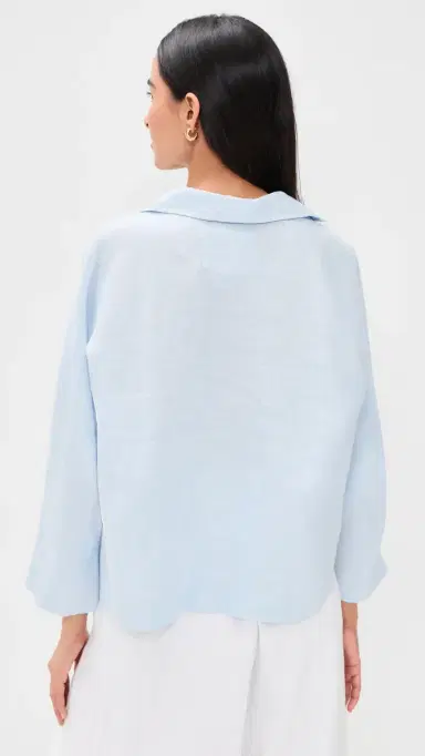Frank & Eileen Popover Collared Shirt French Blue Linen | Thumbnail 3 Frank & Eileen Popover Collared Shirt French Blue Linen | Thumbnail 3