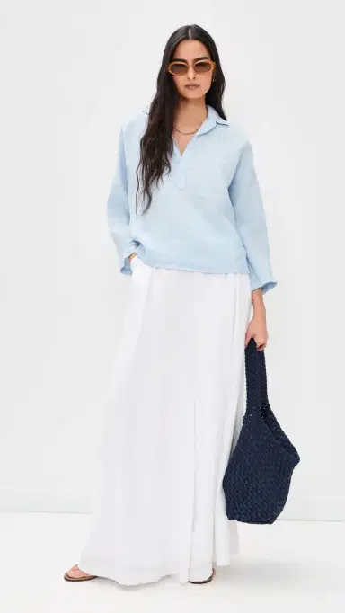 Frank & Eileen Popover Collared Shirt French Blue Linen | Thumbnail 5 Frank & Eileen Popover Collared Shirt French Blue Linen | Thumbnail 5
