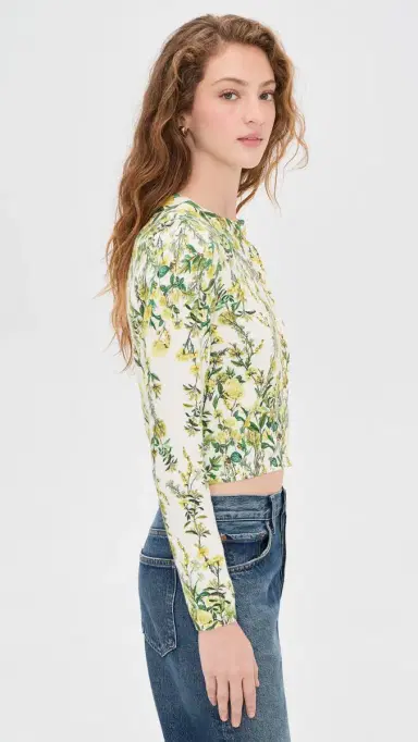 ALICE + OLIVIA Carson Printed Cardigan Fresh Air Butter | Thumbnail 4 ALICE + OLIVIA Carson Printed Cardigan Fresh Air Butter | Thumbnail 4