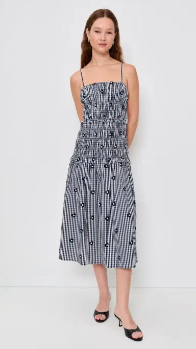 MAUDE CLUB Madison Dress Navy Gingham Emb | Thumbnail 2 MAUDE CLUB Madison Dress Navy Gingham Emb | Thumbnail 2
