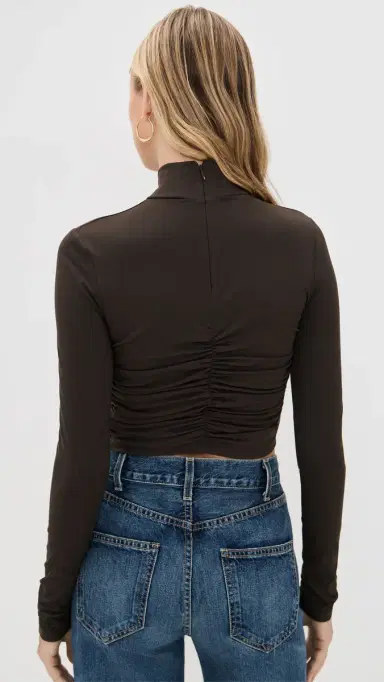 susana monaco Mock Neck Gathered Top Java | Thumbnail 3 susana monaco Mock Neck Gathered Top Java | Thumbnail 3