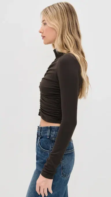 susana monaco Mock Neck Gathered Top Java | Thumbnail 4 susana monaco Mock Neck Gathered Top Java | Thumbnail 4